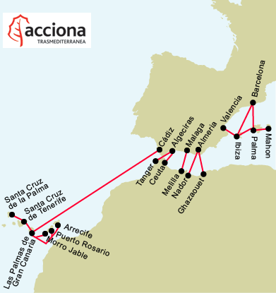 Trasmediterranea (Transmed) Freight Map